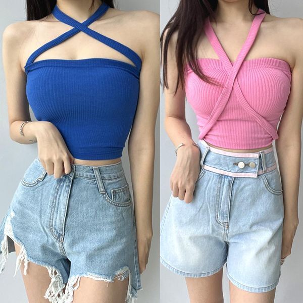 [하프클럽/나인포시즌]토낑 흠뻑쇼 옷 드레스코드 흠뻑쇼코디 파란색 빨강색 분홍색 핫핑크 크롭 엑스 골지 튜브탑 탱크탑 오프숄더 투웨이 니트 나시 티셔츠 페스티벌룩 워터밤옷