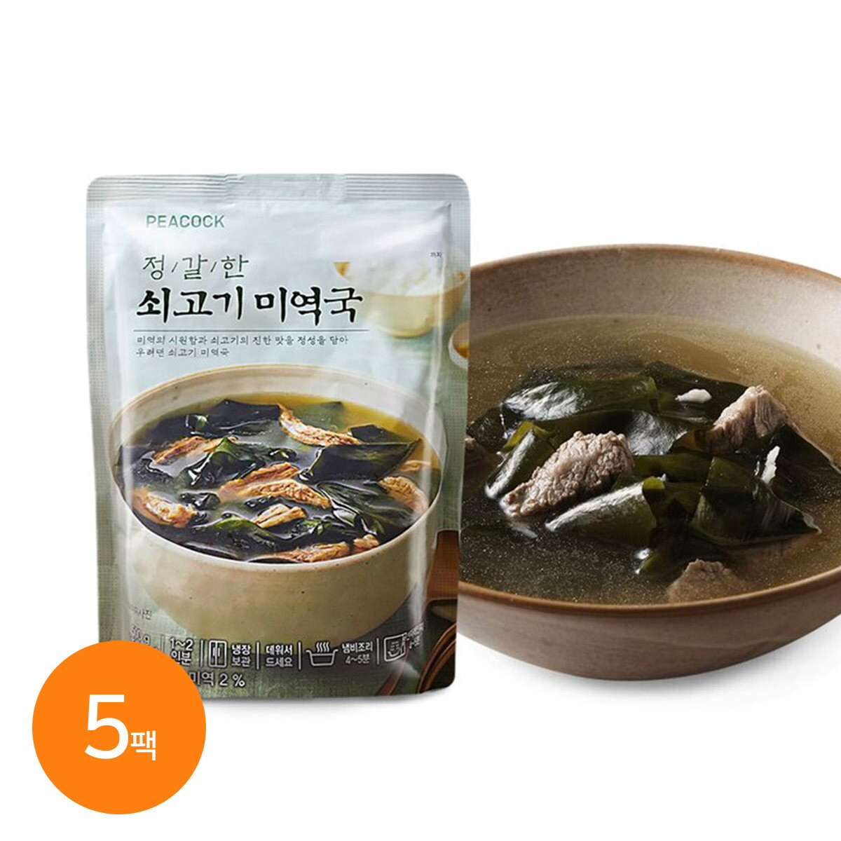 신세계푸드 피코크 정갈한 소고기 미역국 500g X 5팩