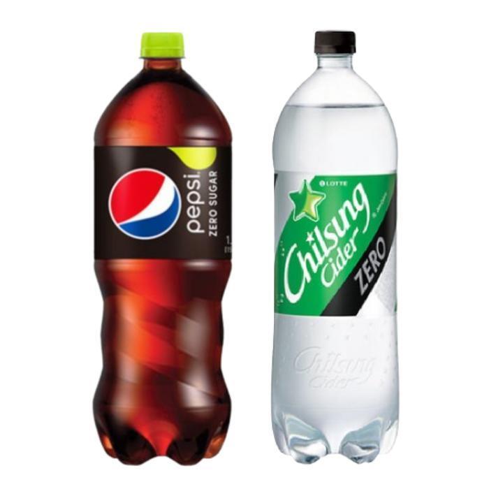 셀러허브 식품 한번에먹자쇼핑몰 제로탄산음료 2종 / 칠성사이다 제로 1.5L 3개 + 펩시 제로슈거 라임향 1.5L 3