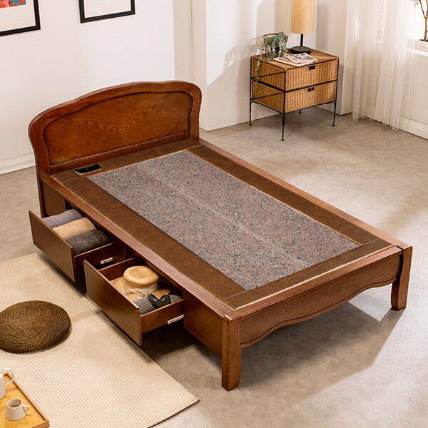 현대의료기(온라인) HD G206V2SS 서랍형 슈퍼싱글 홍맥반석 돌침대