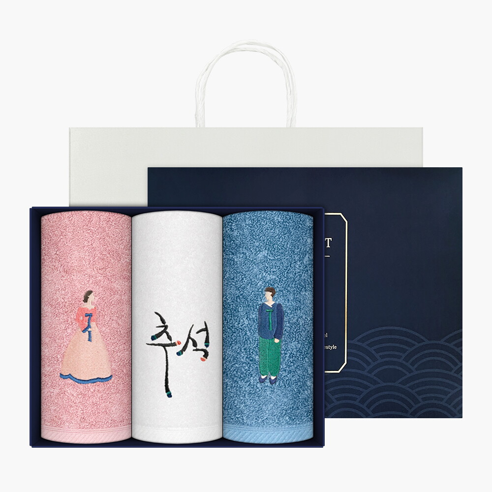 송월타올(백) (송월타올) 선남선녀 3매선물세트+쇼핑백(랜덤발송)