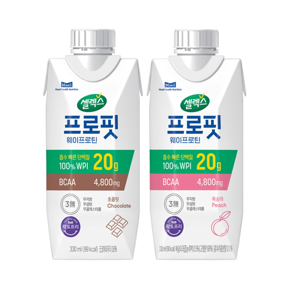 셀렉스 셀렉스 스포츠 드링크 초콜릿 330ML 12팩 + 복숭아 330ML 12팩 (총24팩)