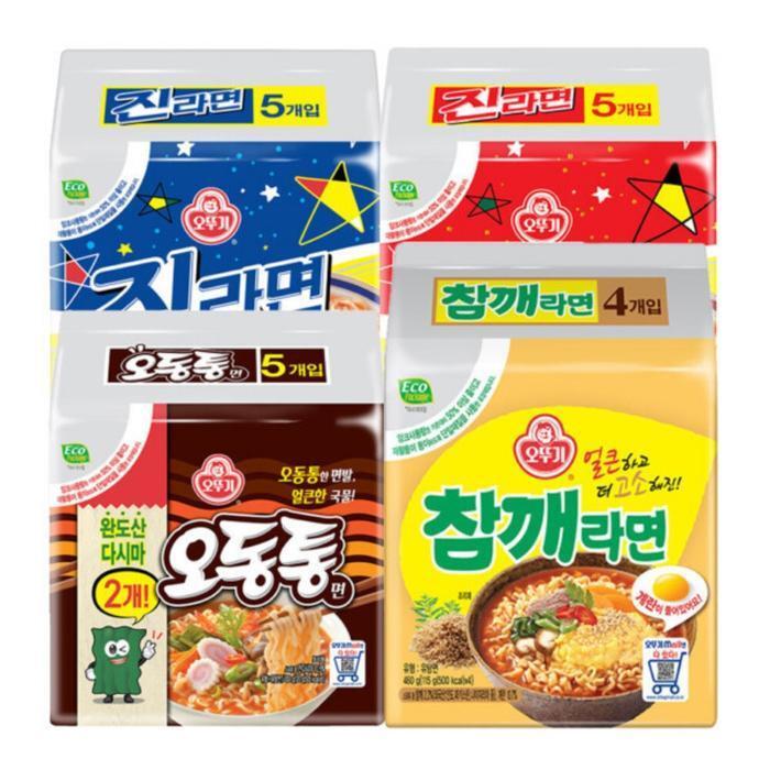 셀러허브 식품 오뚜기 라면 19입 (진라면 순한맛5+매운맛5+오동통5+참깨4)