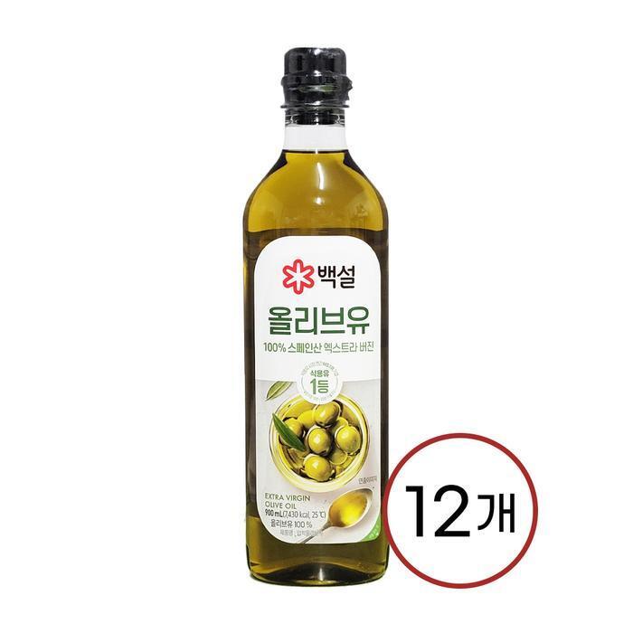 셀러허브 식품 백설 압착 올리브유 900ml x 12개