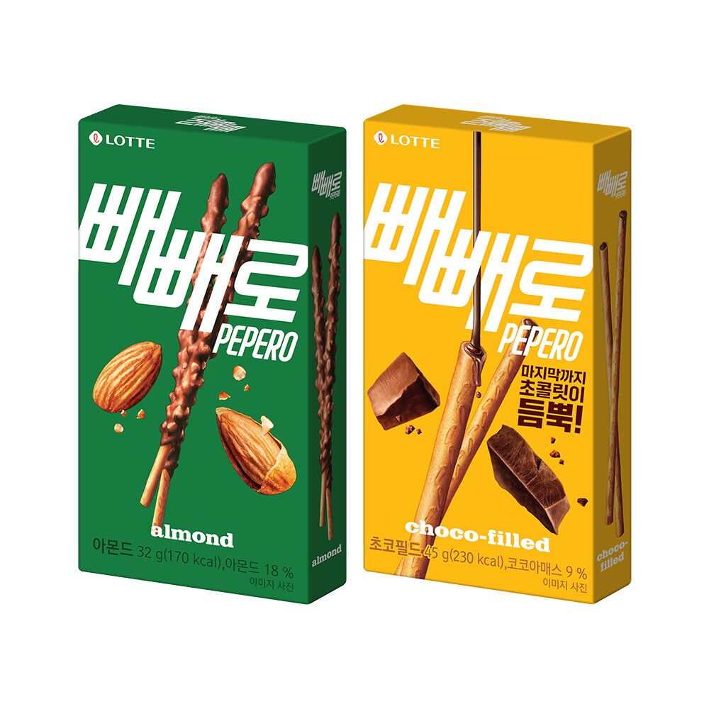 롯데웰푸드 아몬드 빼빼로 32gX20개+초코필드 빼빼로 45gX20개