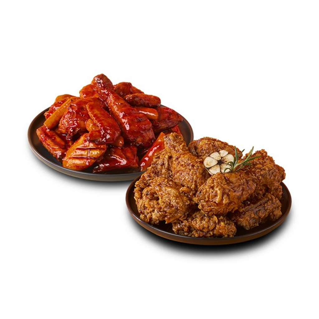 동근이숯불두마리치킨 (동근이) 숯불양념구이(뼈)+달콤마늘간장치킨(뼈)