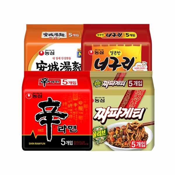 농심 농심 신라면 5개 + 안성탕면 5개 + 짜파게티 5개 + 너구리 5개 /총20입