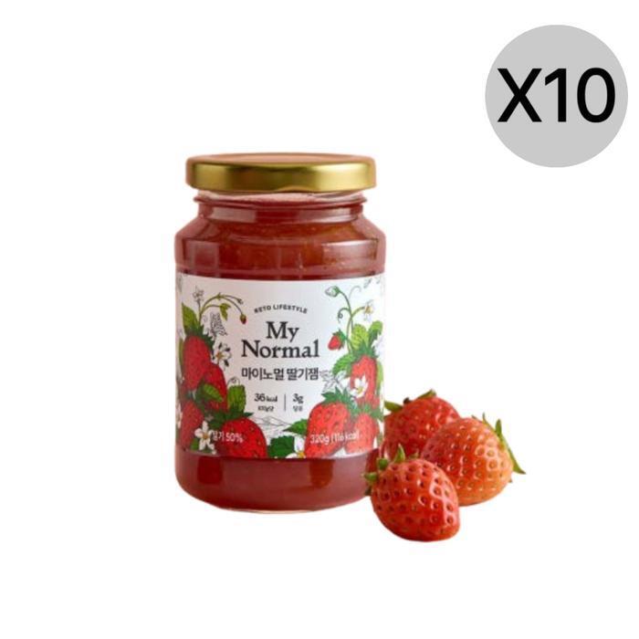 셀러허브 식품 마이노멀 저당 저칼로리 알룰로스 딸기잼 320g X10개
