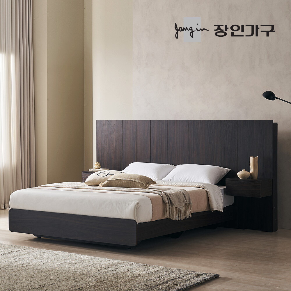 장인가구 까르뎅차콜 E0등급 LED 호텔 평상형 침대프레임 퀸 Q
