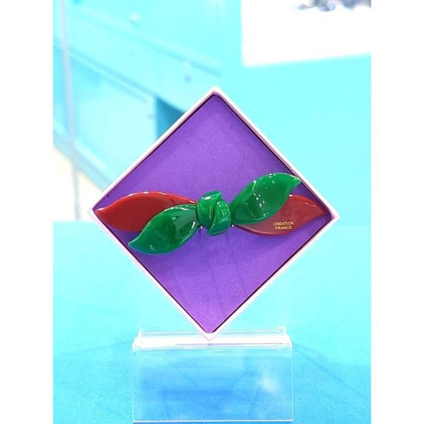 기타 [로뎀쥬얼리]로뎀 세이브존05 프랑스 더블 리본 스몰 포인트 자동핀(레드그린) RDD24030093 (16334300)