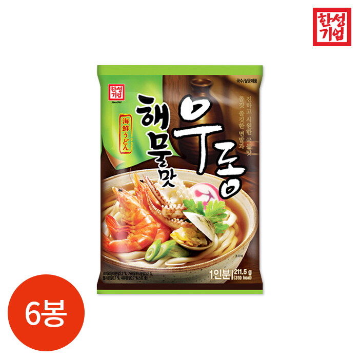 연세우유 한성기업 해물맛 우동 (2인분) 423g x 6봉