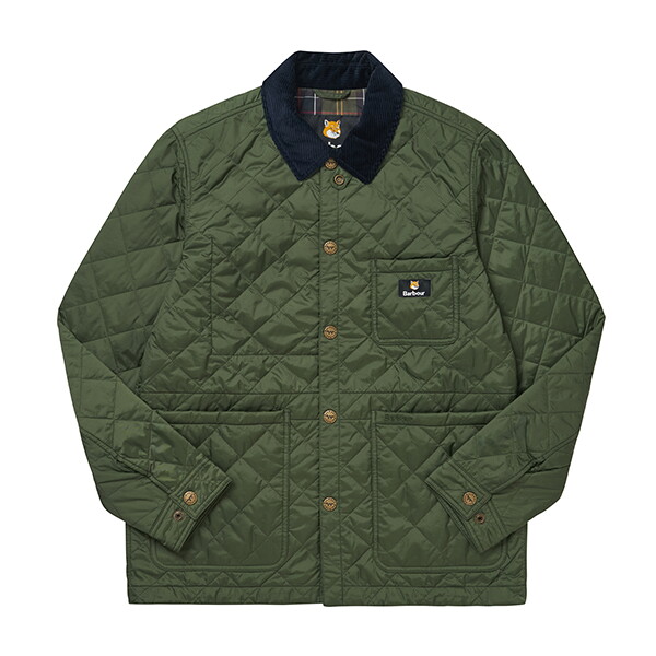 바버(잡화) BARBOUR MQU1735 MQU GN73 바버x메종키츠네 폭스 헤드 다이아몬드 퀄팅 남성 자켓