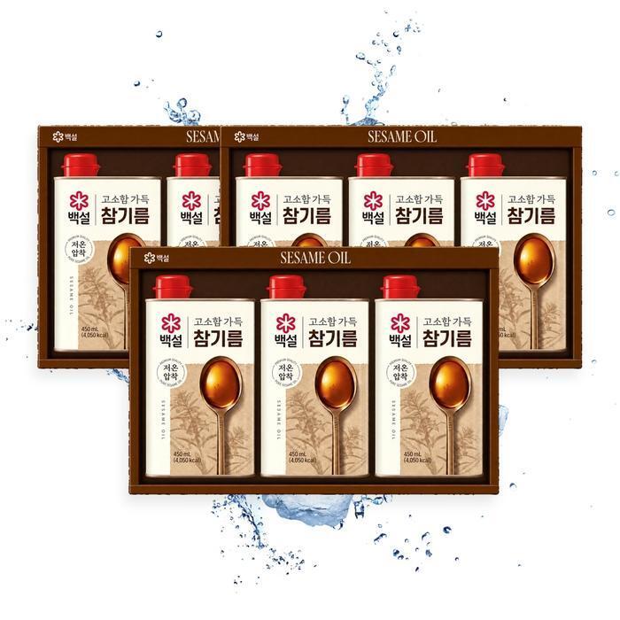 셀러허브 식품 [CJ제일제당] CJ제일제당 백설 고소한 참기름 1호 선물세트 3개 TB