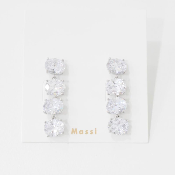 기타 [미라클세븐][M7] 여자 크리스탈 드롭 실버 큐빅 럭셔러 귀걸이
