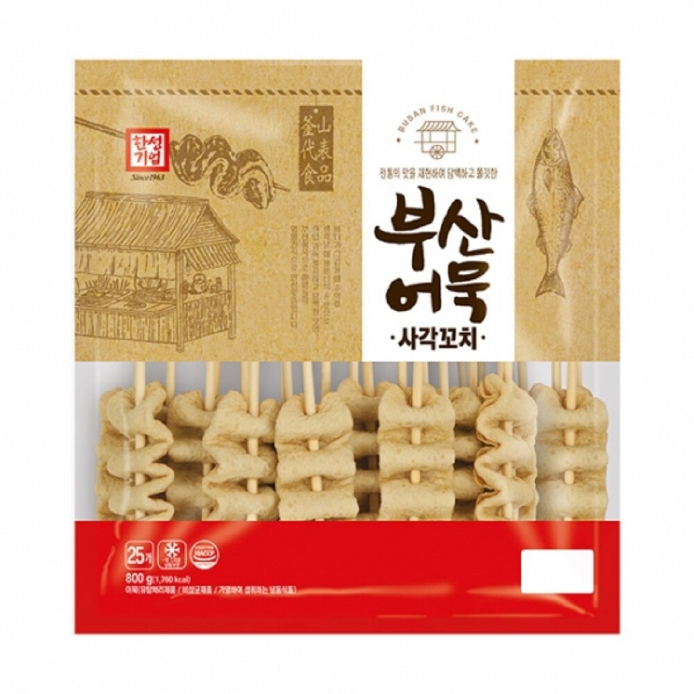 한성기업 (한성기업) 부산어묵사각꼬치 800g 1봉지 어린이간식 오뎅 어묵바