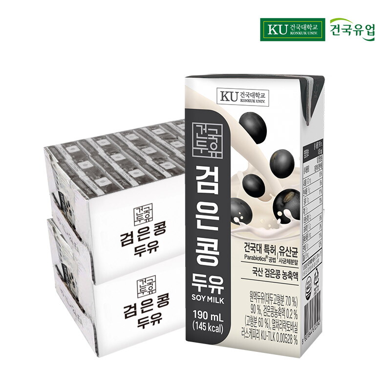 건국유업 건국두유 검은콩 두유 190ml 48팩