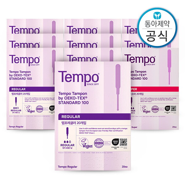 템포 템포 탐폰 생리대 레귤러 100매+슈퍼 100매 총200매