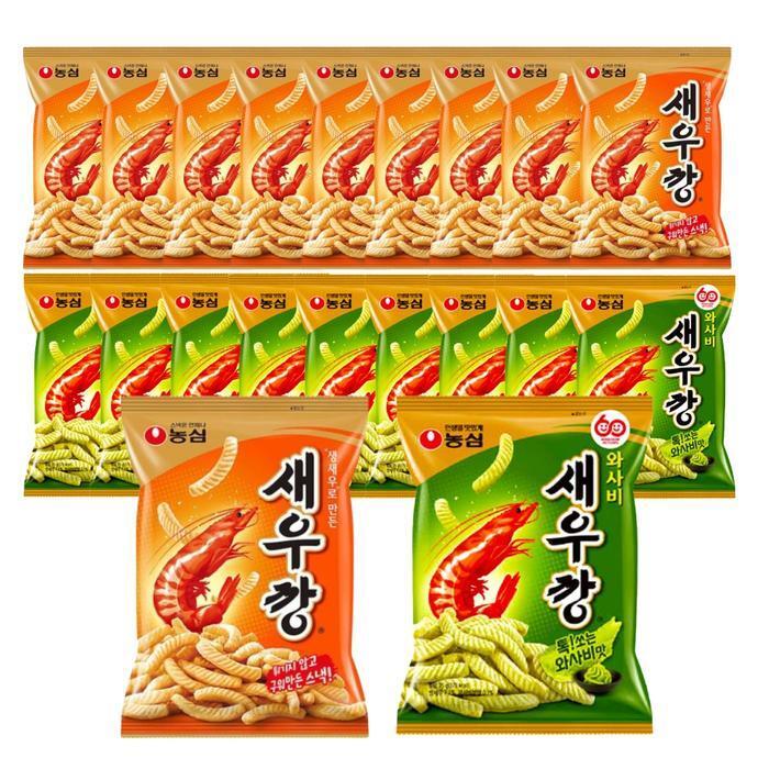 셀러허브 식품 농심 새우깡 와사비새우깡 반반 세트 (10봉+10봉) 총 20봉지 묶음