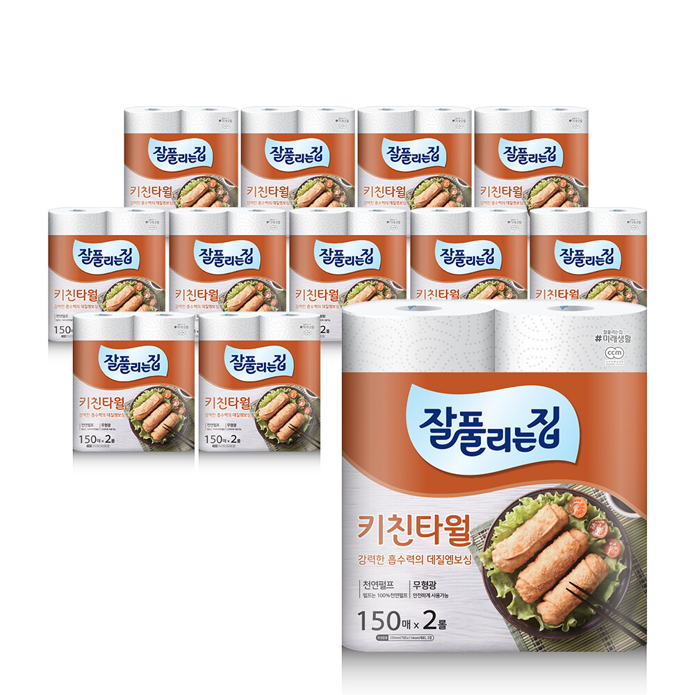 잘풀리는집 미래생활 잘풀리는집 키친타월 150매 2롤 x 12팩