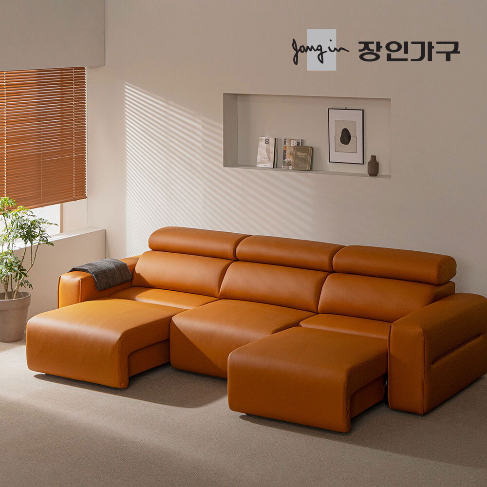 장인가구 (무료배송) 조디 4인 전동 모션 슬라이딩 슬라이드 무빙 가죽 리클라이너 소파