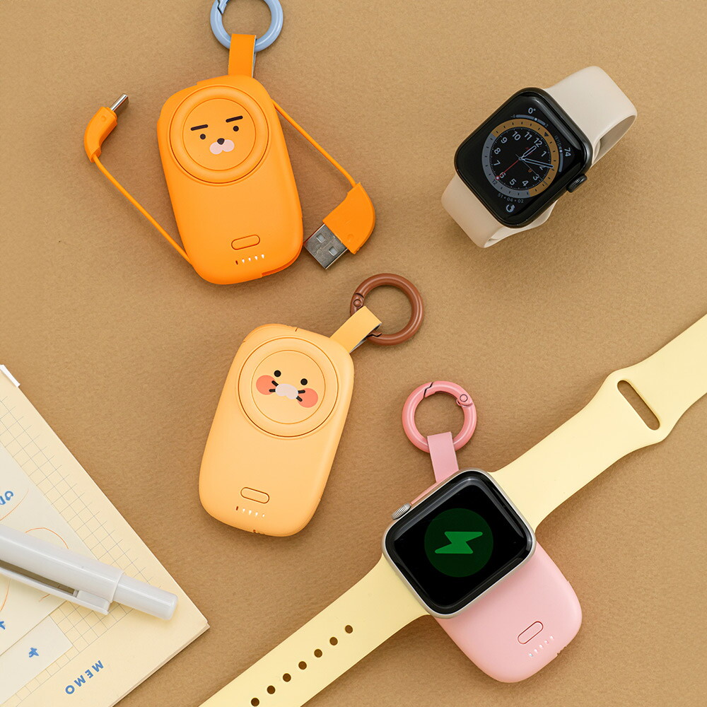 카카오프렌즈 카카오프렌즈 애플워치톡 케이블형 무선충전 보조배터리 1200mAh