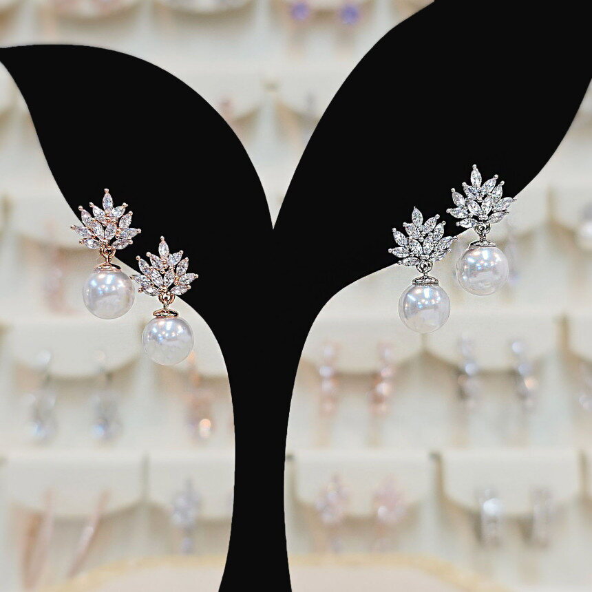 볼라레 [볼라레]치스파큐빅 진주 드롭귀걸이 2color SSS1659