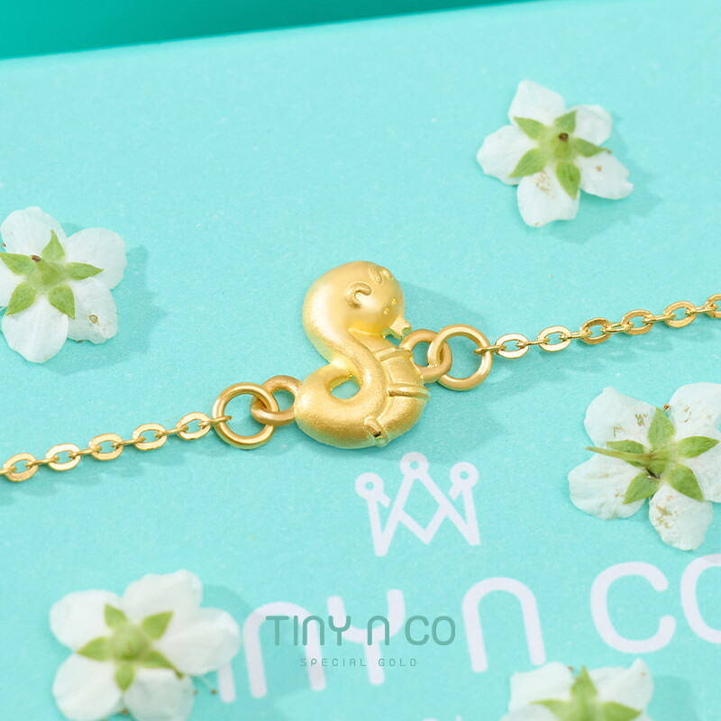 타이니앤코 순금 24K 코코 3.75g 뱀띠 스마일뱀 체인팔찌 돌팔찌