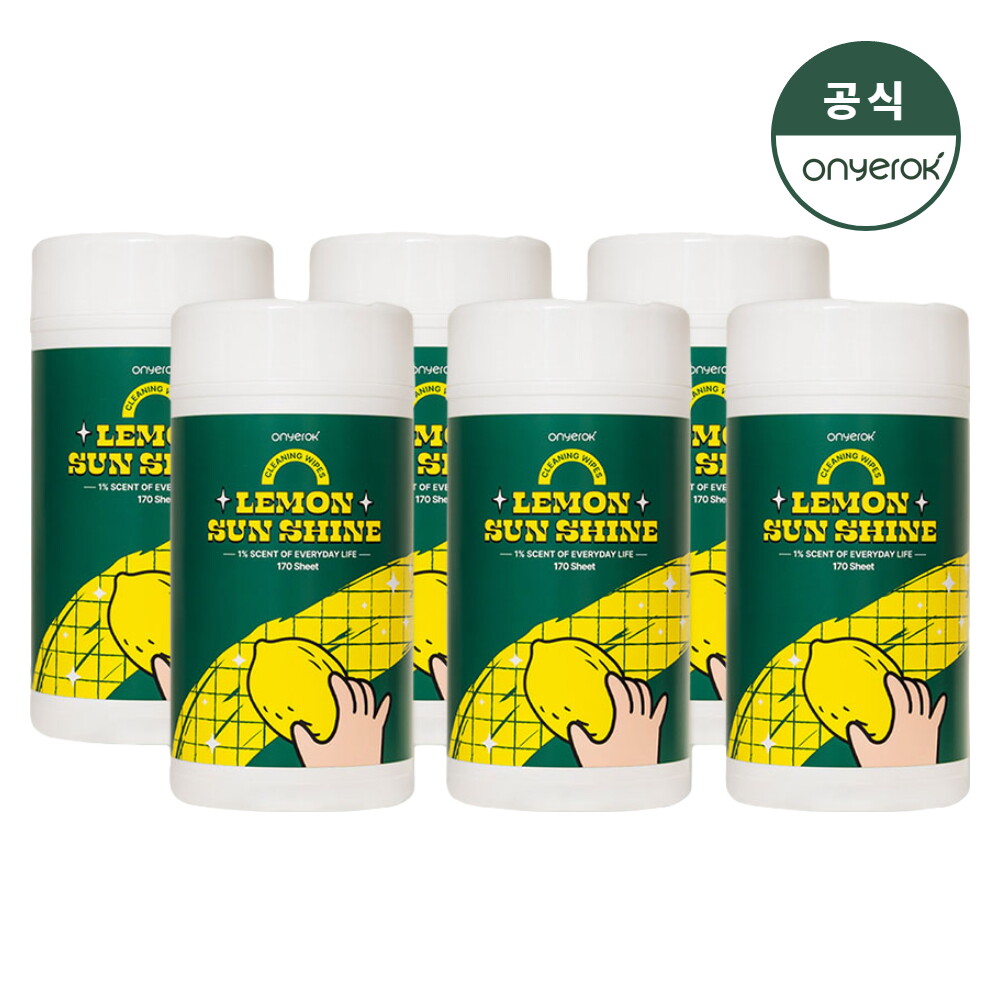 온예록 온예록 올인원 청소 세정 롤티슈 170매 6개 레몬선샤인