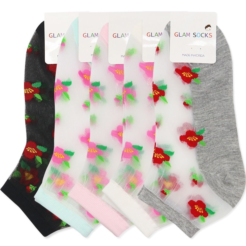 [글램]오너클랜 여성 모노 패션 양말 망사 단목 미플 5켤레