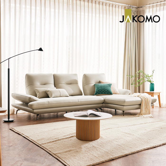 자코모 [1일 구매시 5만 상품권 100%증정]컴포트 발렌티 스윙 4인 카우치형 기능성 럭스 통가죽 천연면피 소가죽 소파+(쿠션2개)
