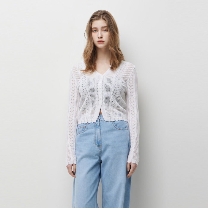 시슬리(공식) [Online Exclusive] 레이스 스칼럽 가디건_SAKCE8631IV