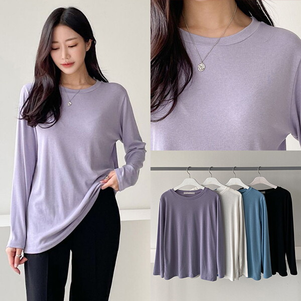 아이우먼 [하프클럽/아이우먼]위쉬몰 BN 토토라운드무지긴팔티(T381H603) 빅사이즈