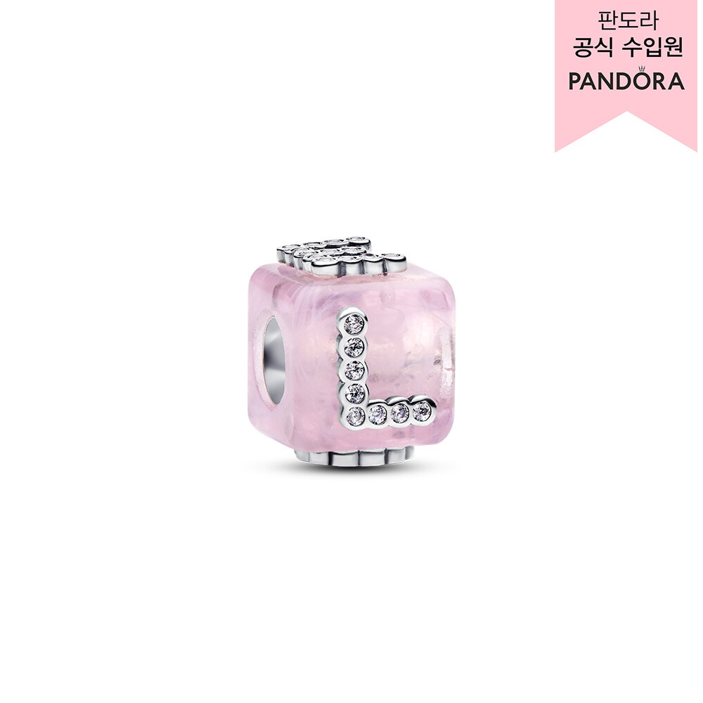 판도라(주얼리) (백화점 보증서 제공) 핑크 무라노 글래스 러브 큐브 참 794433C01
