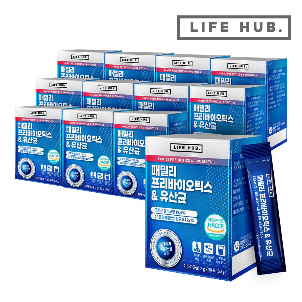 라이프허브 라이프허브 패밀리 프리바이오틱스 유산균 12세트(2g x 360포) 12개월분