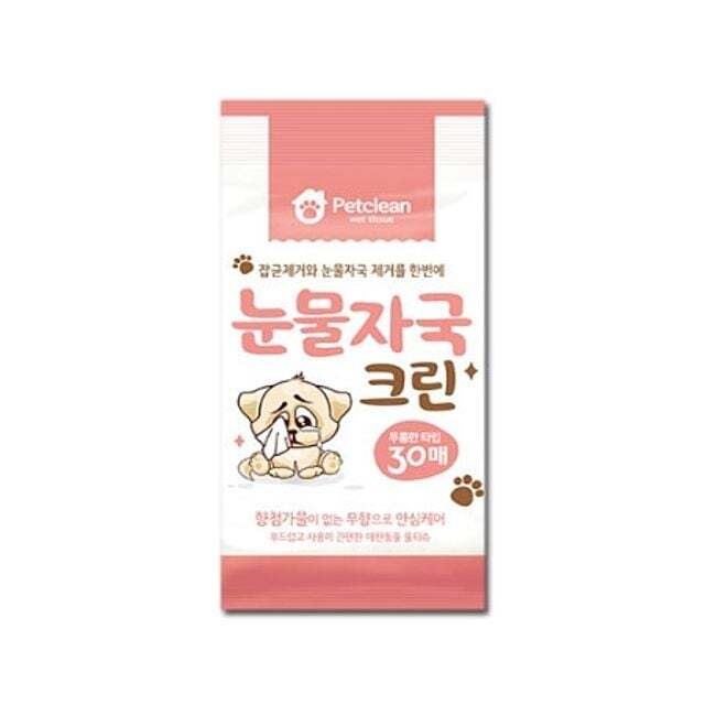 오너클랜 펫크린 애견 눈물자국크린 물티슈 30매 3개