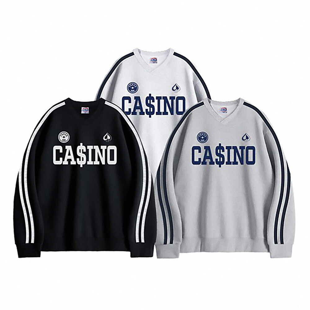 뉴메이드 뉴메이드 / 효준 카지노 브이넥 오버핏 맨투맨티셔츠 / 빅사이즈