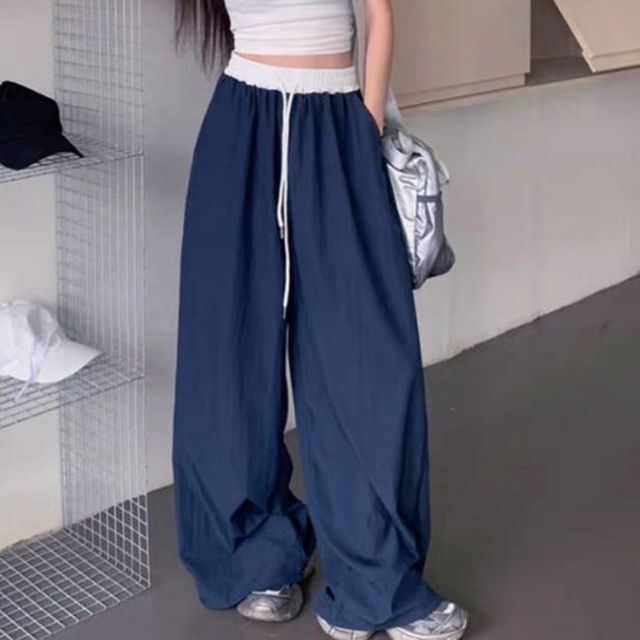 모노무드 [모노무드]LMO 트렌디 내추럴룩걸 데일리 와이드핏 스트랩 시그니처 바지