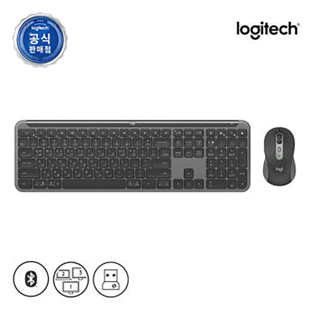 로지텍 로지텍코리아 공식 시그니처 MK950 콤보 슬림 무선 키보드 마우스 세트 그라파이트(블랙)
