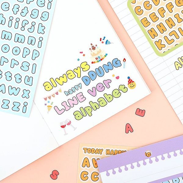 교보문고 워너디스 뚱파벳 투명라인 알파벳 스티커 8장 세트