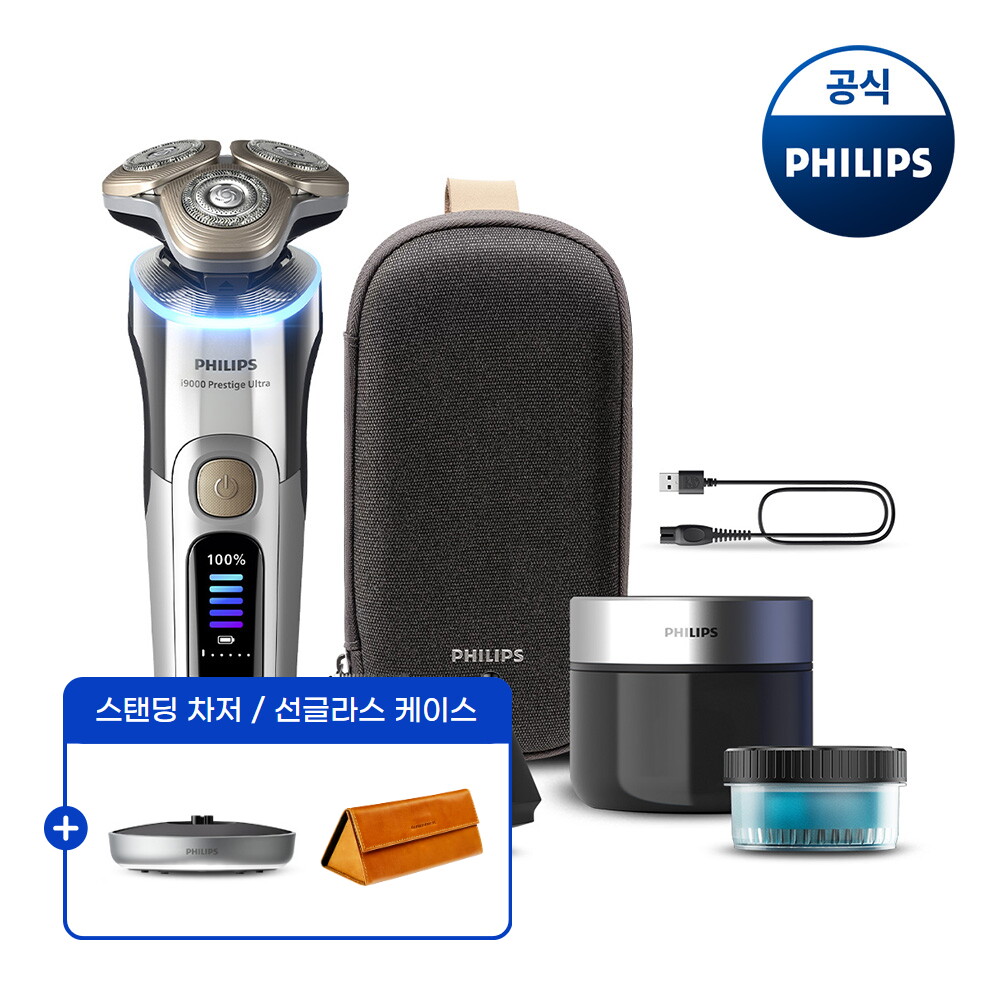 필립스 PHILIPS 필립스 i9000 시리즈 프레스티지 울트라 전기면도기 크롬 XP9404/26 + 스탠딩차처/선글라스케이스