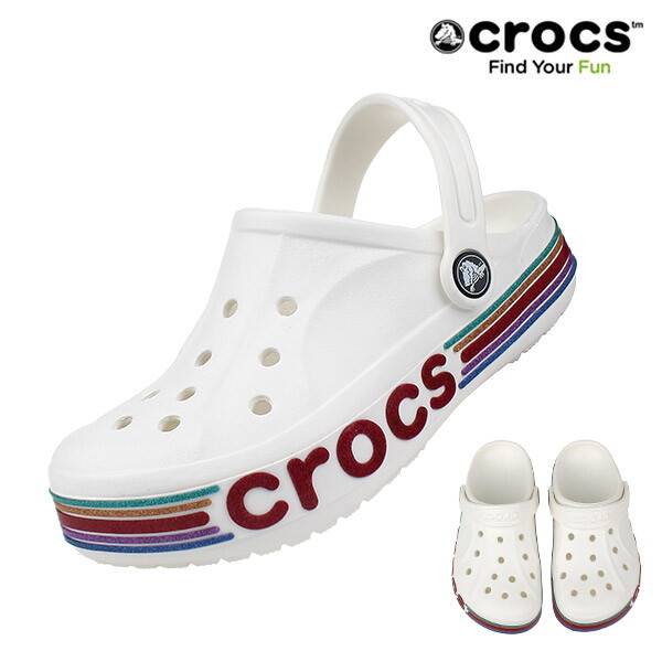 크록스 크록스 CROCS 바야밴드 레인보우 글리터 클로그 키즈 209730-100