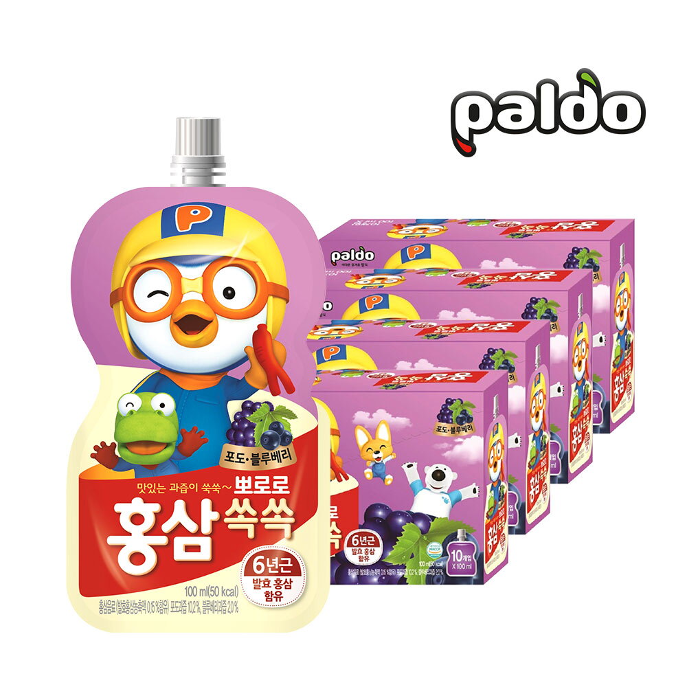 팔도 팔도 뽀로로 홍삼쏙쏙 포도블루베리 100ml 40개입