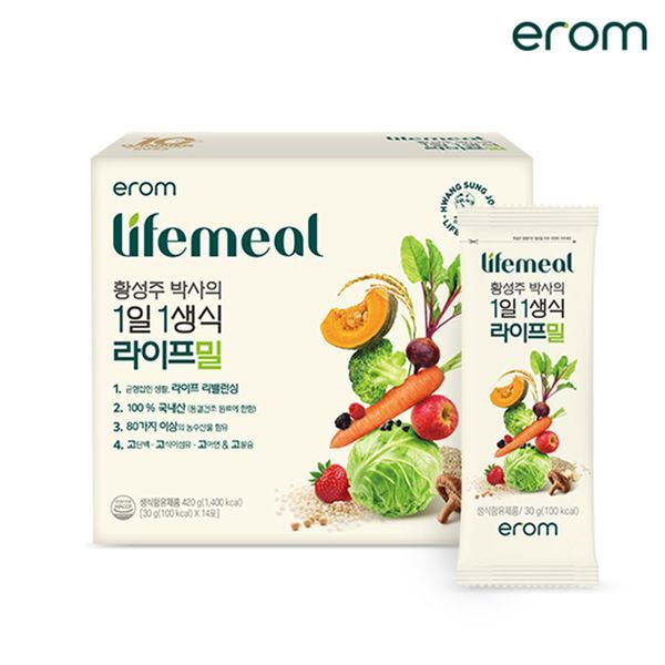 교보문고 한그루 이롬 황성주 1일1생식 라이프밀 14포/6박스+흔들컵