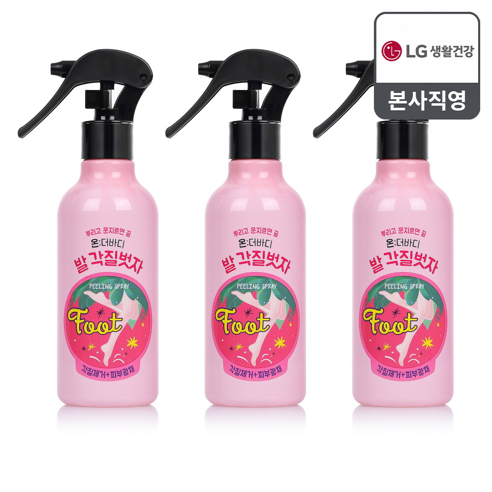 LG생활건강 온더바디 코튼풋 발 각질벗자 풋필링스프레이 240ml x 3개