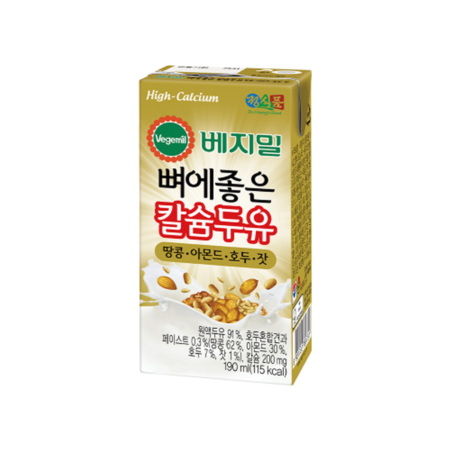 베지밀 (정식품)베지밀 뼈에좋은 칼슘 두유 땅콩아몬드호두잣 190mlx64팩