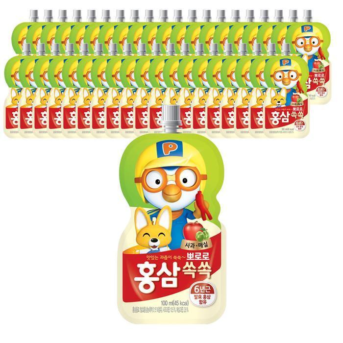 셀러허브 식품 팔도 뽀로로 홍삼쏙쏙 사과매실 100ml X 40개입 홍삼음료