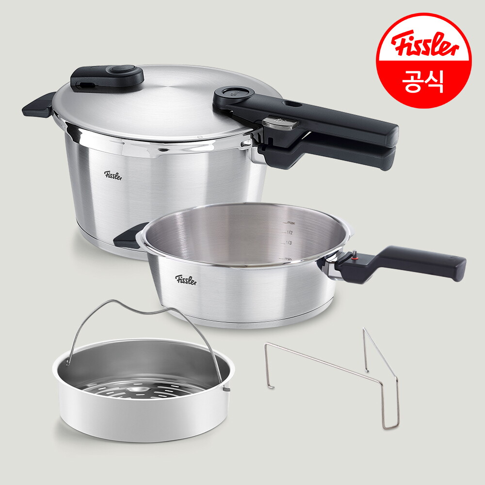 휘슬러 비타퀵 프리미엄 압력솥 22cm 쿼트로(2.5L+4.5L)(찜기포함)