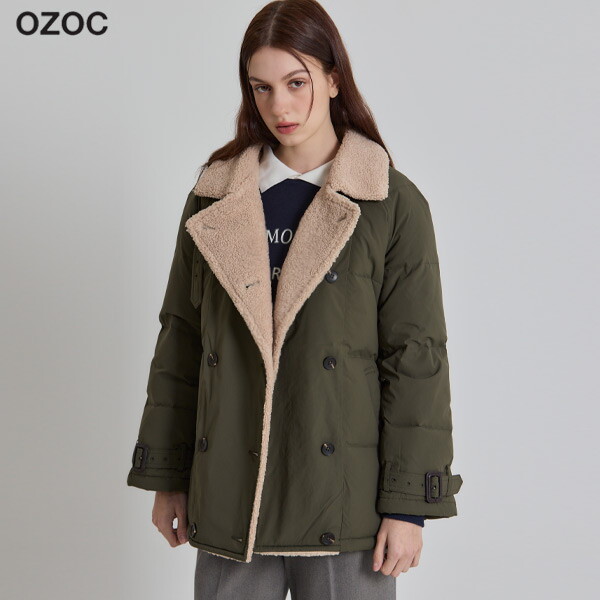 [㈜케이비트랜드]오조크(OZOC) [오조크(OZOC)] 양털카라 더블버튼 구스다운 점퍼 (택가격: 284000원)