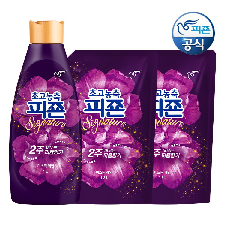 피죤 피죤 초고농축 섬유유연제 미스틱레인 1L 용기 x 1개+1.3L 리필 x 2개