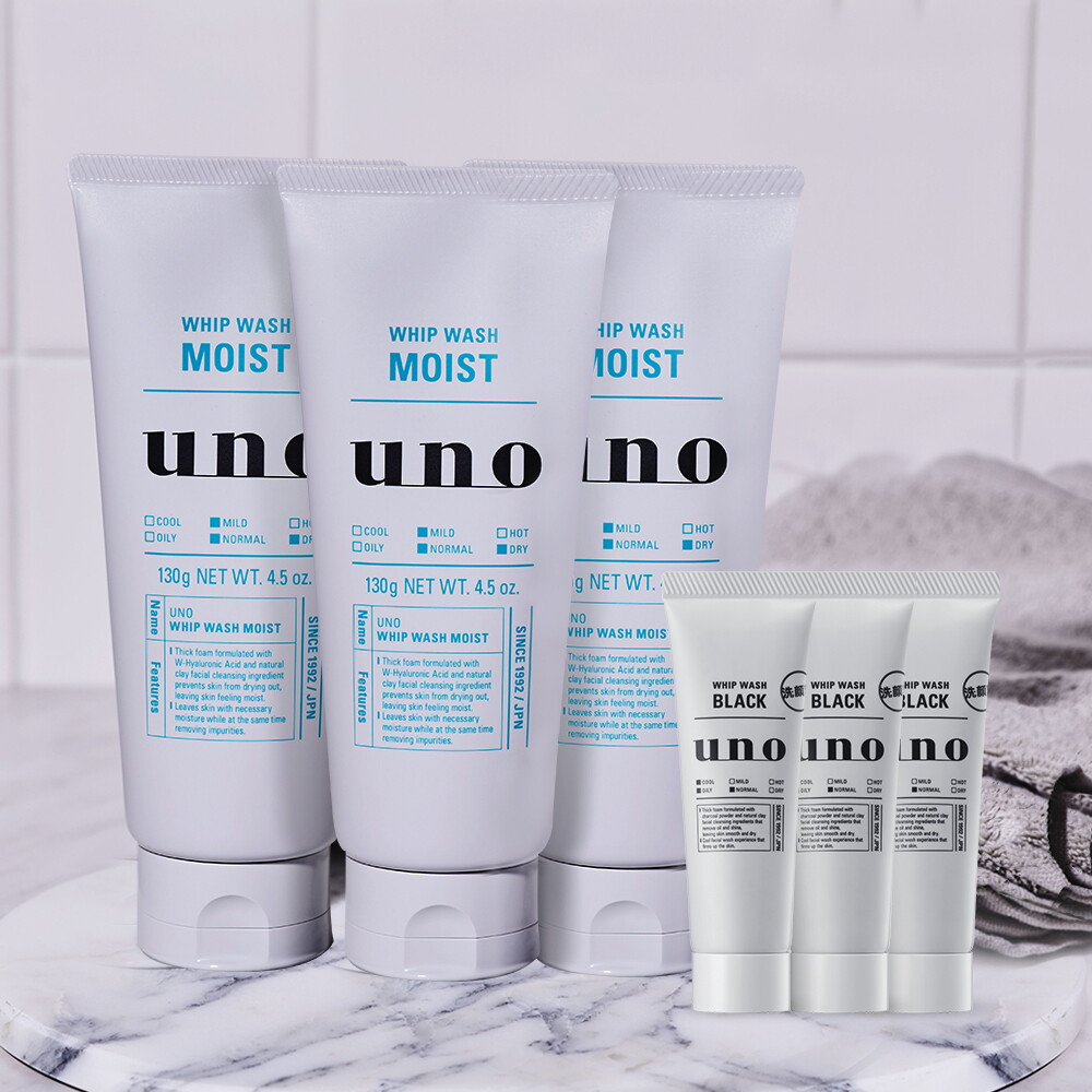 우노 우노 휩 워시 스크럽 130g 3개 + 휩 워시 블랙 30ml 3개